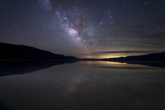 Milky way over lake manly in badwater basin in death valley