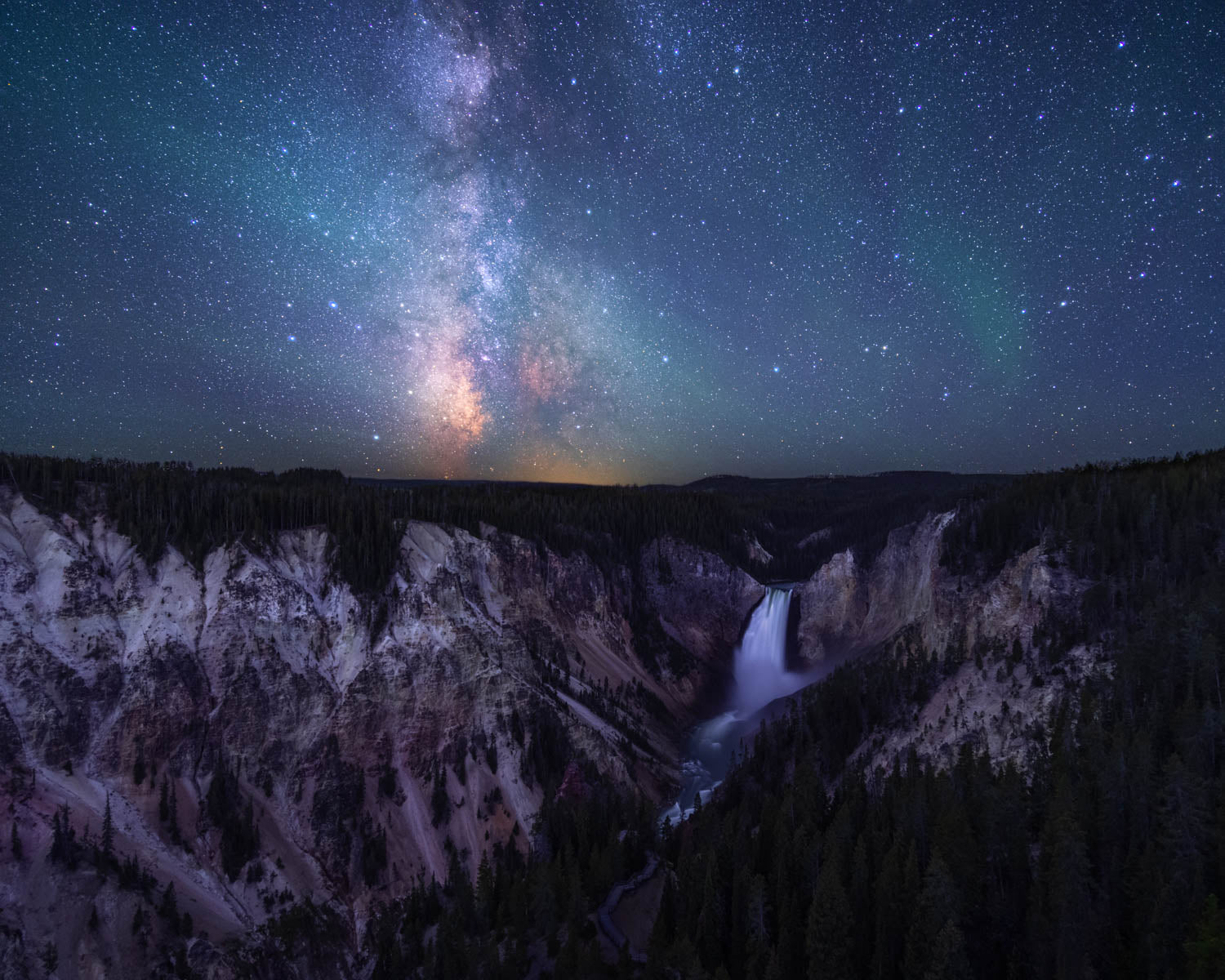 Yellowstone Night Lookout Point Milky Way